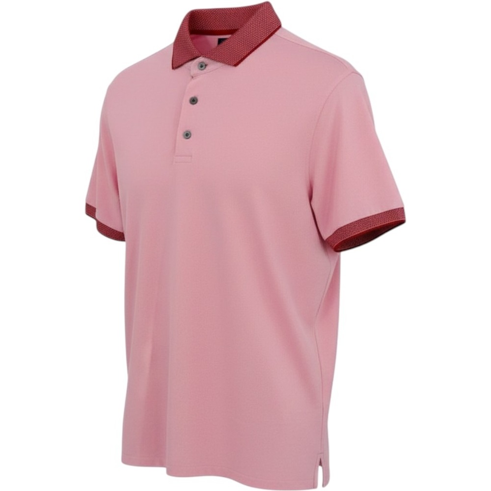 Greyson Mens Golf Shirt Pink Red White Collar Trim Polo Size M